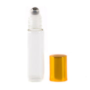 Roll On Clear Bottle with Shiny Gold Cap 15ml