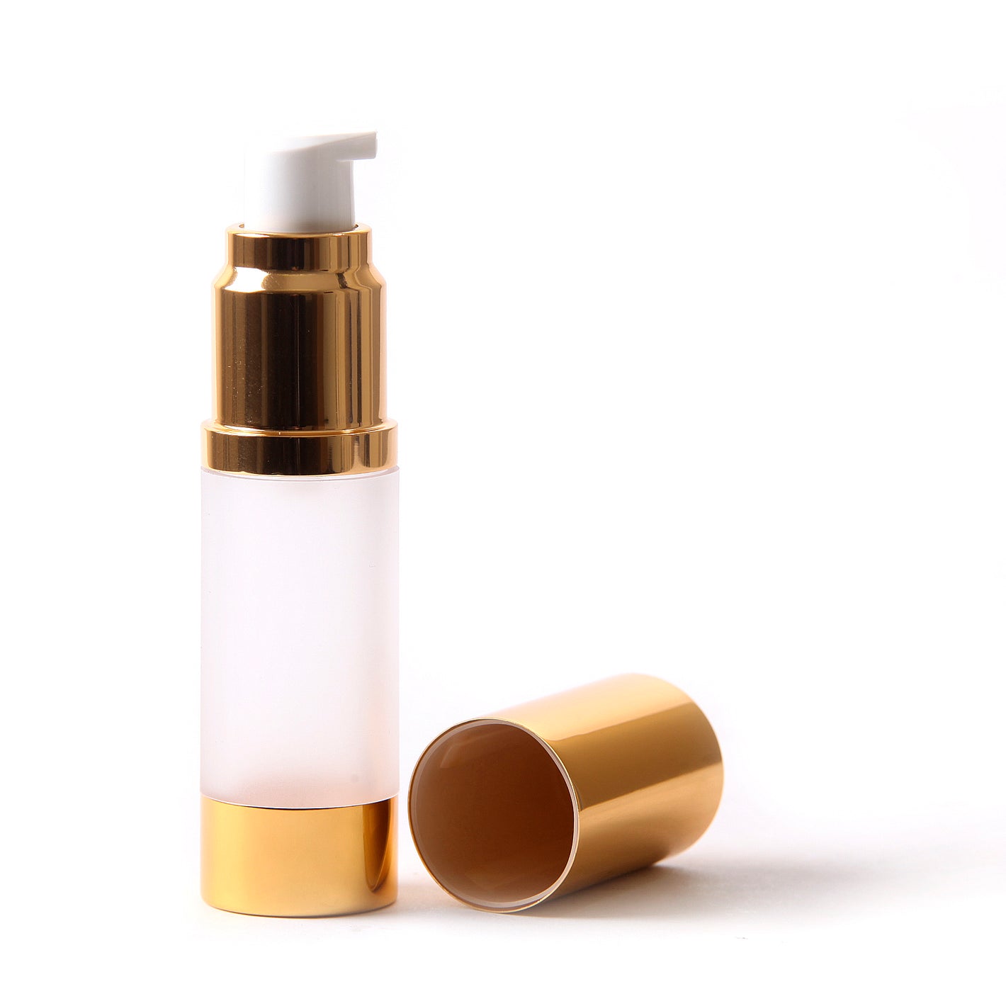 Frosted & Gold Chrome 15ml With Cap - Airless Serum Bottles