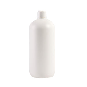 White 1 Litre Boston Round HDPE Sugar Cane Bottle With White Flip Top Cap