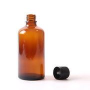 100ml Amber Glass Boston Round Bottle (With Black Tamper Evident Cap)