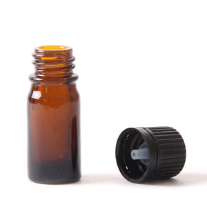 5ml Amber Glass Boston Round Bottle (With Black Tamper Evident Cap)
