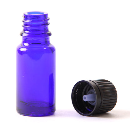 10ml Cobalt Blue Glass Boston Round Bottle (With Black Tamper Evident Cap & Dropper)