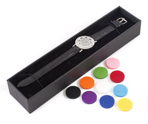 Dharma Wheel | Aromatherapy Oil Diffuser Bracelet with Adjustable Leather Strap