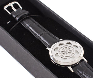 Dharma Wheel | Aromatherapy Oil Diffuser Bracelet with Adjustable Leather Strap