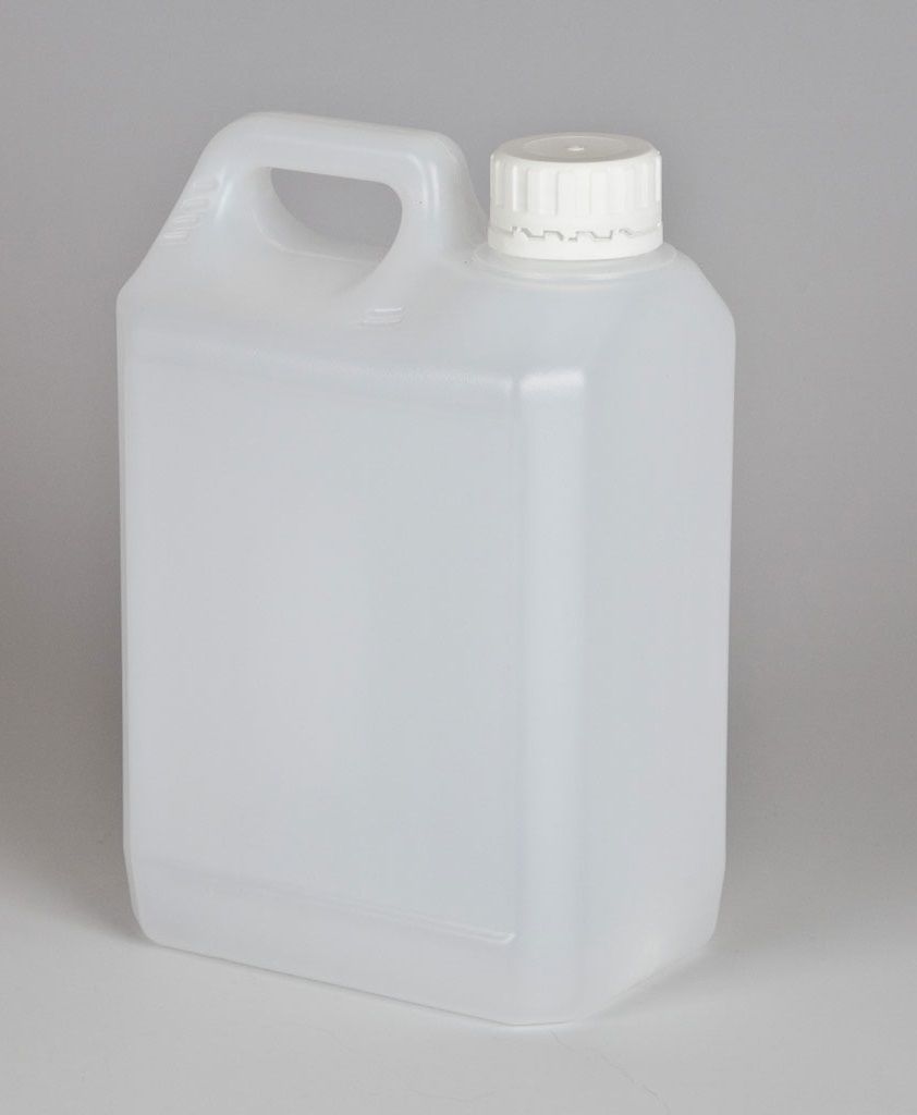 5 Litre Plastic Natural Jerry Can 38mm Neck Complete With White T/E Cap