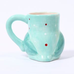 Blue Ceramic Polka Dot Owl Mug
