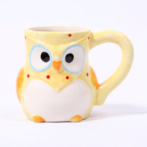 Yellow Ceramic Polka Dot Owl Mug