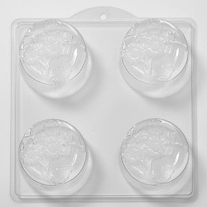 Round Small Dragonfly & Flowers (2) PVC Mould (4 Cavity)