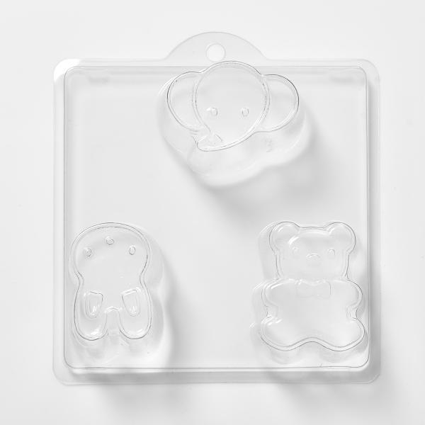 Teddy, Rabbit & Elephant PVC Mould (3 Cavity)