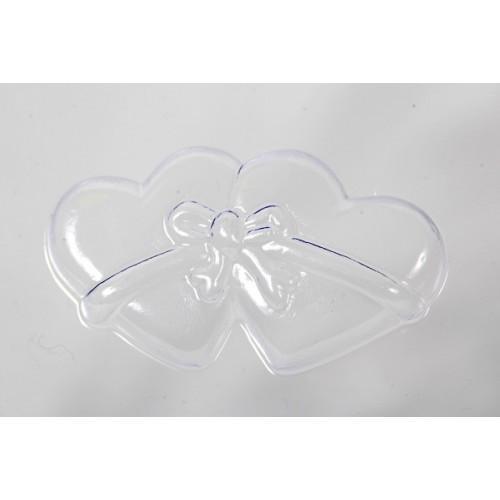 Wedding Favour Double Heart Ribbon Tied PVC Mould (8 Cavity)